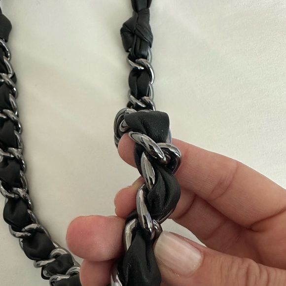 Chicos black leather and steel necklace - Picture 3 of 3